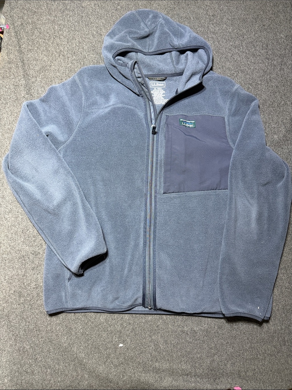L.L.Bean Men’s XL Full Zip Hooded Fleece Jacket Blue Gray Outdoor